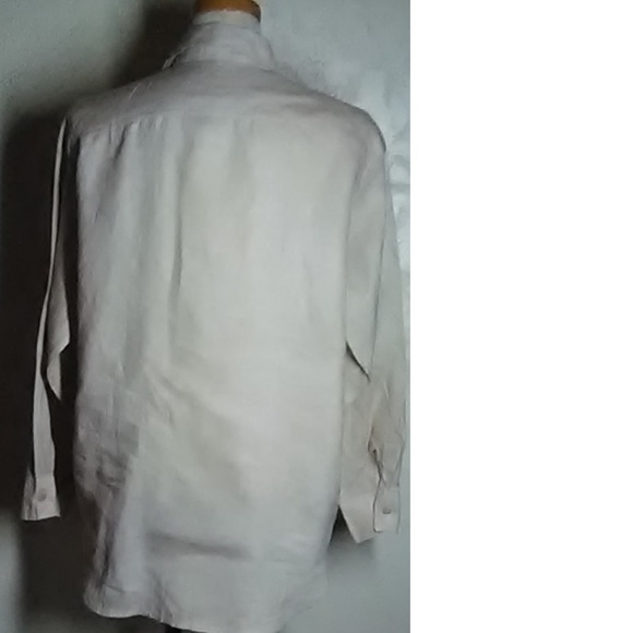 NY Khakis Beige  100% Linen Button Down Shirt Size - Picture 2 of 4